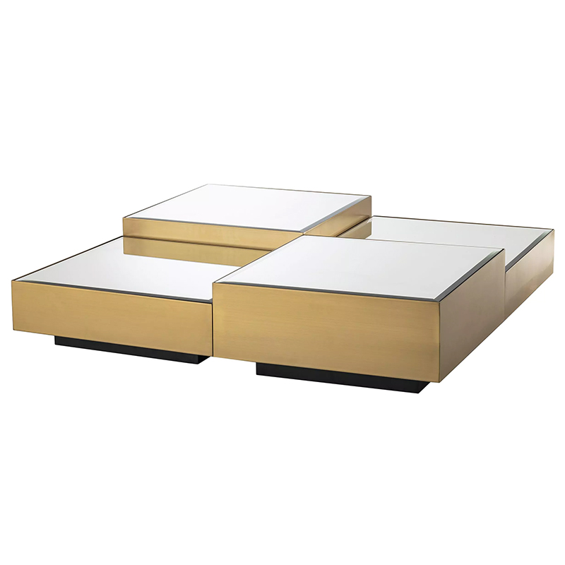 Комплект кофейных столиков Eichholtz Coffee Table Esposito set of 4 Mirror Glass Латунь Зеркало Комплект кофейных столиков Eichholtz Coffee Table Esposito set of 4 Mirror Glass Латунь Зеркало в Воронеже | Loft Concept