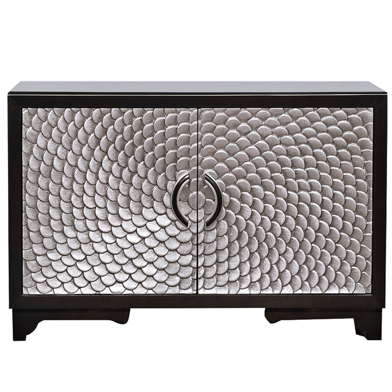 Комод с рельефным орнаментом Рыбья чешуя Fish scales Chest of drawers Черный Серебряный в Воронеже | Loft Concept 