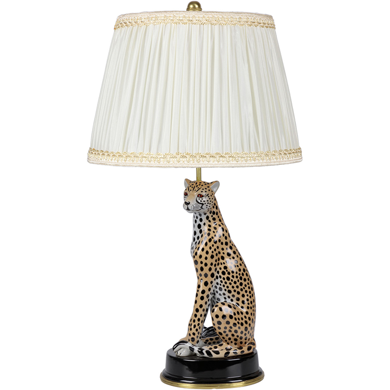 Настольная лампа с абажуром Leopard Table Lamp Кремовый Коричневый Черный в Воронеже | Loft Concept 