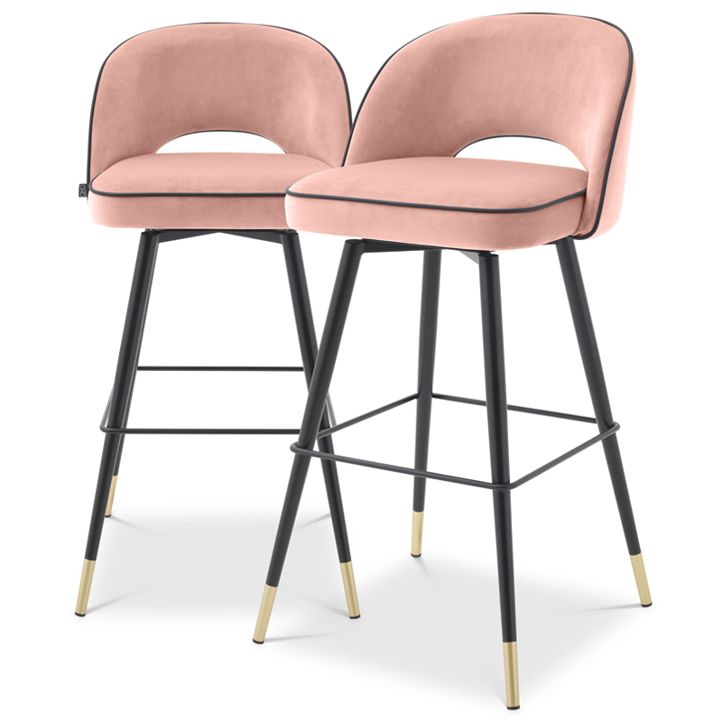 Комплект барных стульев Eichholtz Bar Stool Cliff set of 2 nude Розовый пастельный Черный Латунь в Воронеже | Loft Concept 