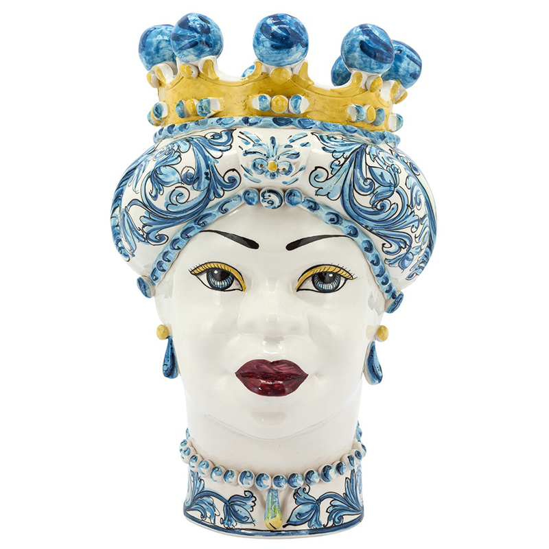 Ваза VASE MORO LADY CROWN blue Желтый Синий в Воронеже | Loft Concept 