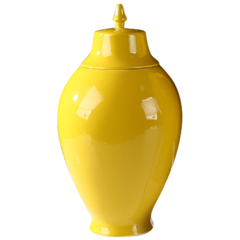 Ваза с крышкой Ceramic Yellow Vase Желтый в Воронеже | Loft Concept 