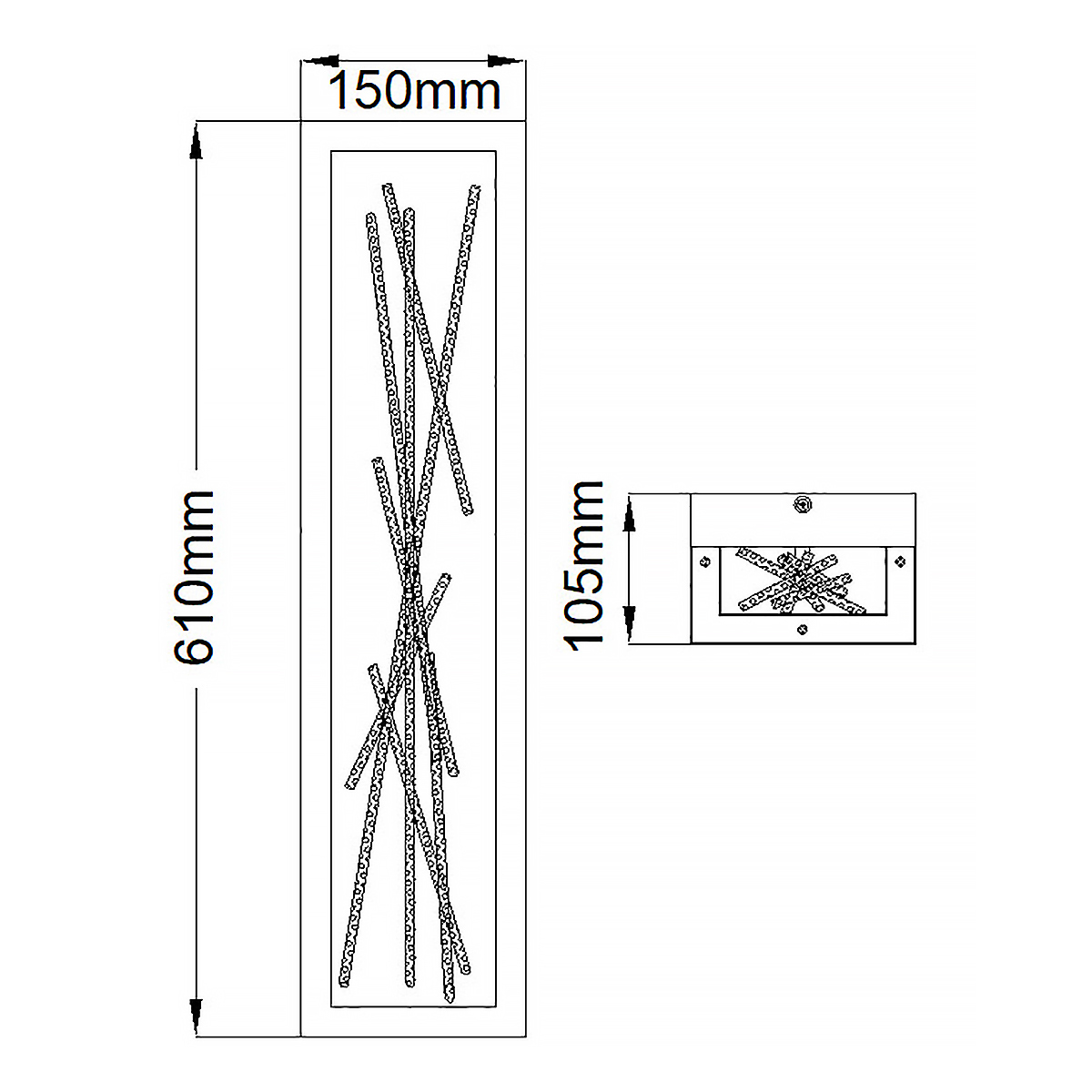 Бра в прямоугольной черной рамке с декором в виде ветвей в золотой отделке Hinkley в Воронеже