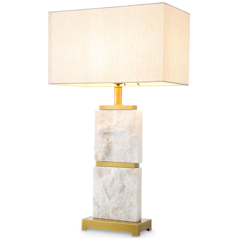 Настольная лампа Eichholtz Table Lamp Newton L Marble Кремовый Латунь Белый Мрамор Bianco в Воронеже | Loft Concept 