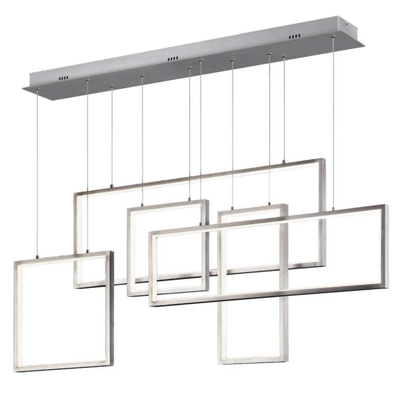 Люстра Rectangle Geometry Chandelier Nickel 5 Никель Сатин в Воронеже | Loft Concept 