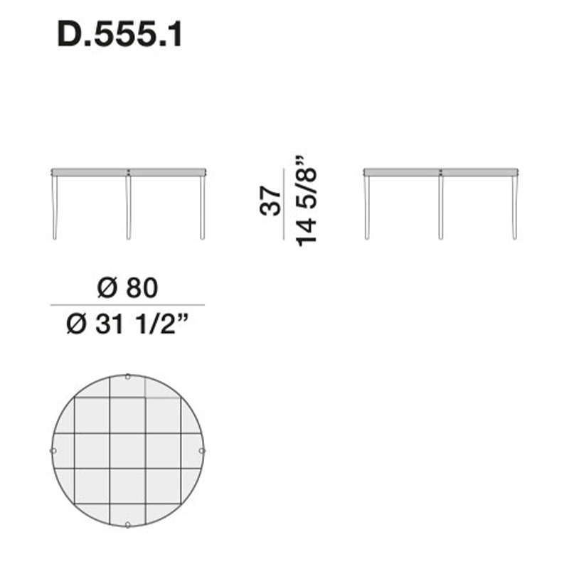 Дизайнерский круглый кофейный стол со стеклянной столешницей Gio Ponti D.555.1 Coffee Table в Воронеже