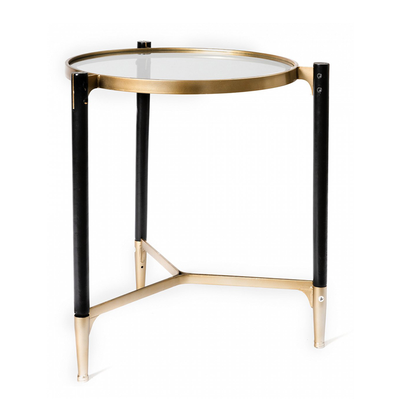 Приставной столик Black & Gold Table round Черный матовое золото в Воронеже | Loft Concept 