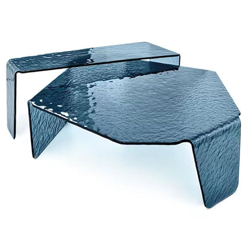 Комплект кофейных столиков Water Surface Glass Coffee Tables Синий в Воронеже | Loft Concept 