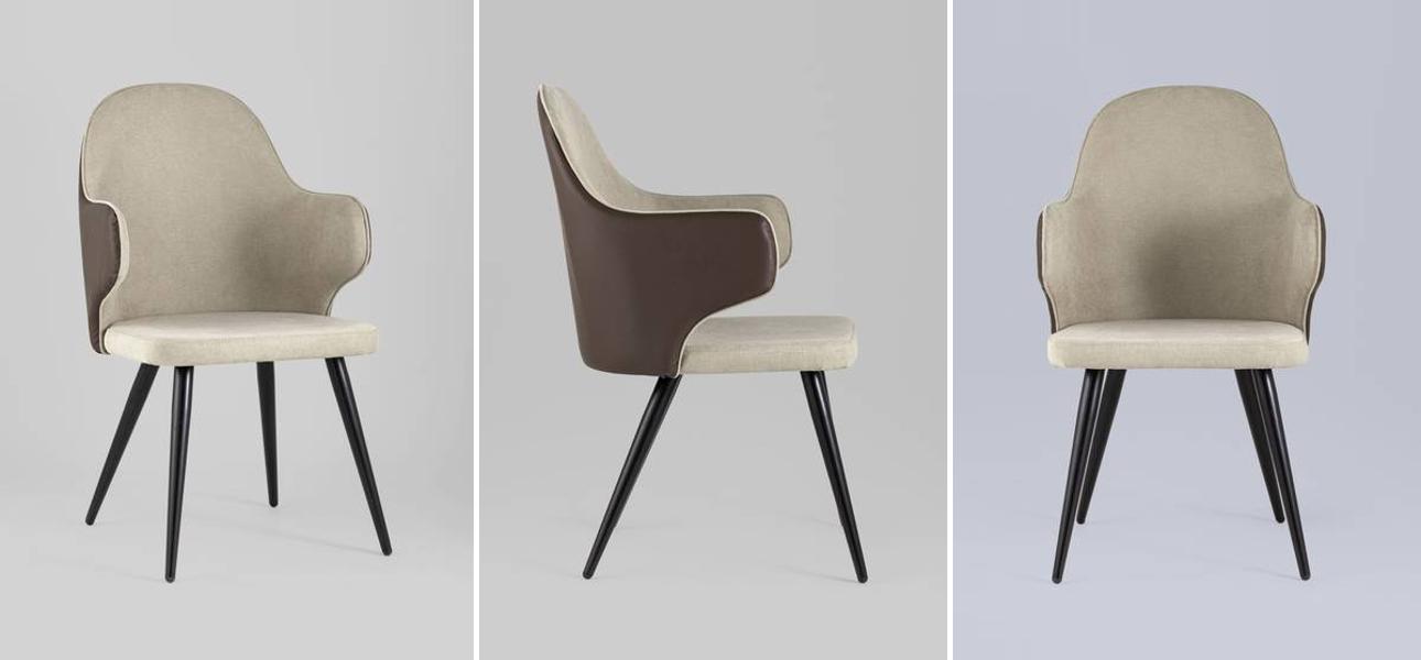 Стул Miruna Fabric and Leather Chair с Подлокотником - фото