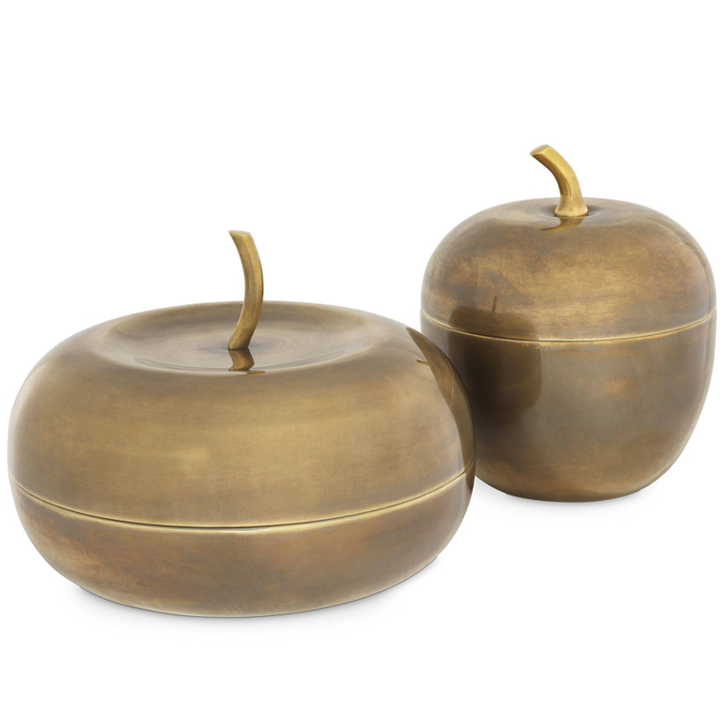 Комплект шкатулок Eichholtz Box Apple Set of 2 brass Винтажная латунь в Воронеже | Loft Concept 