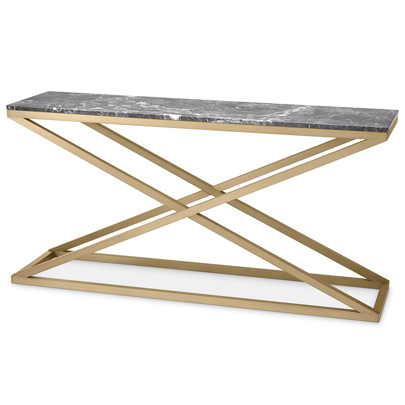 Консоль Eichholtz Console Table Criss Cross Латунь Серый в Воронеже | Loft Concept 