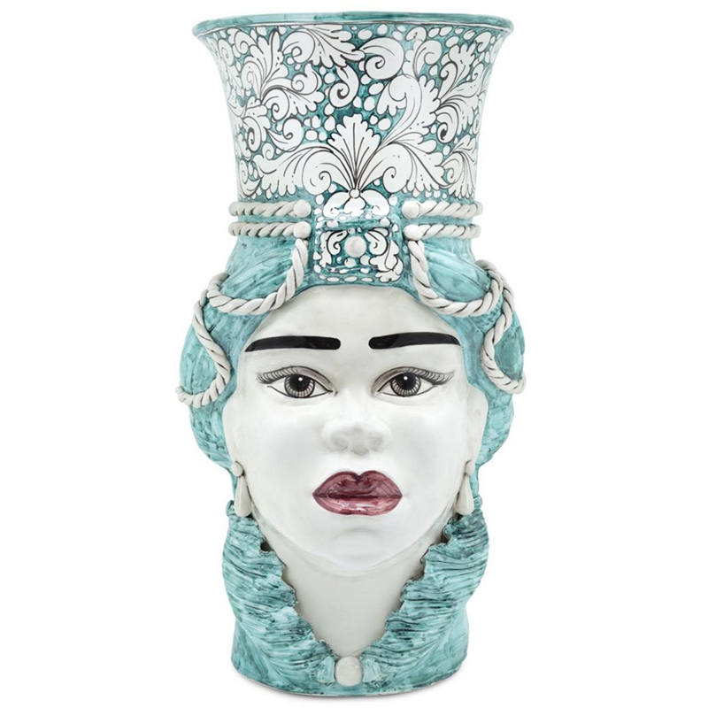 Ваза Vase Moro Lady Giant Ornate Malachite Бирюзовый Белый в Воронеже | Loft Concept 