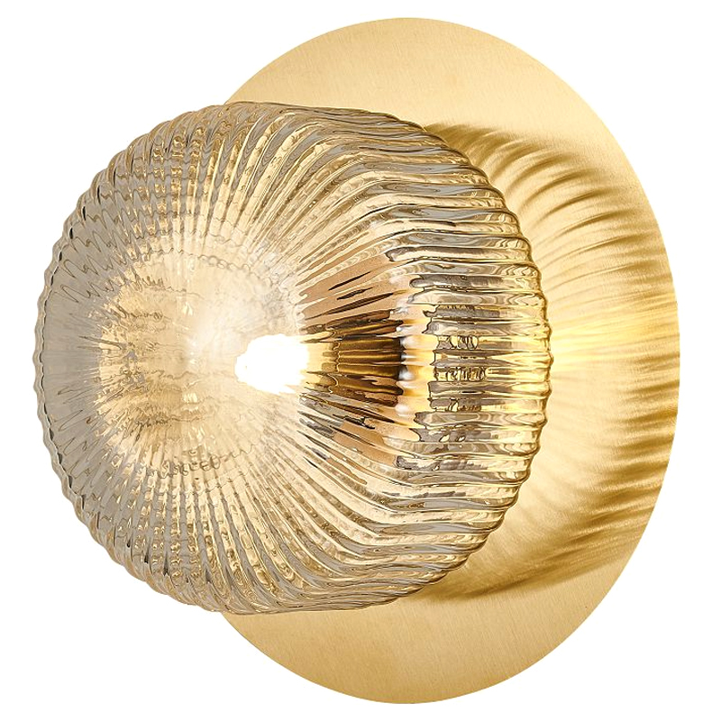 Бра с рельефным плафоном Blown Glass Латунь Прозрачный Бра с рельефным плафоном Blown Glass Латунь Прозрачный в Воронеже | Loft Concept