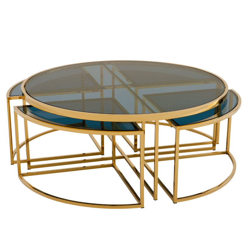 Кофейный стол Eichholtz Coffee Table Padova Gold Золотой Стекло Смок в Воронеже | Loft Concept 