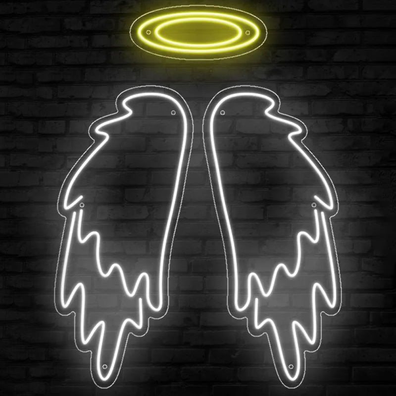 Неоновая настенная лампа White Wings Neon Wall Lamp Прозрачный Белый Желтый в Воронеже | Loft Concept 