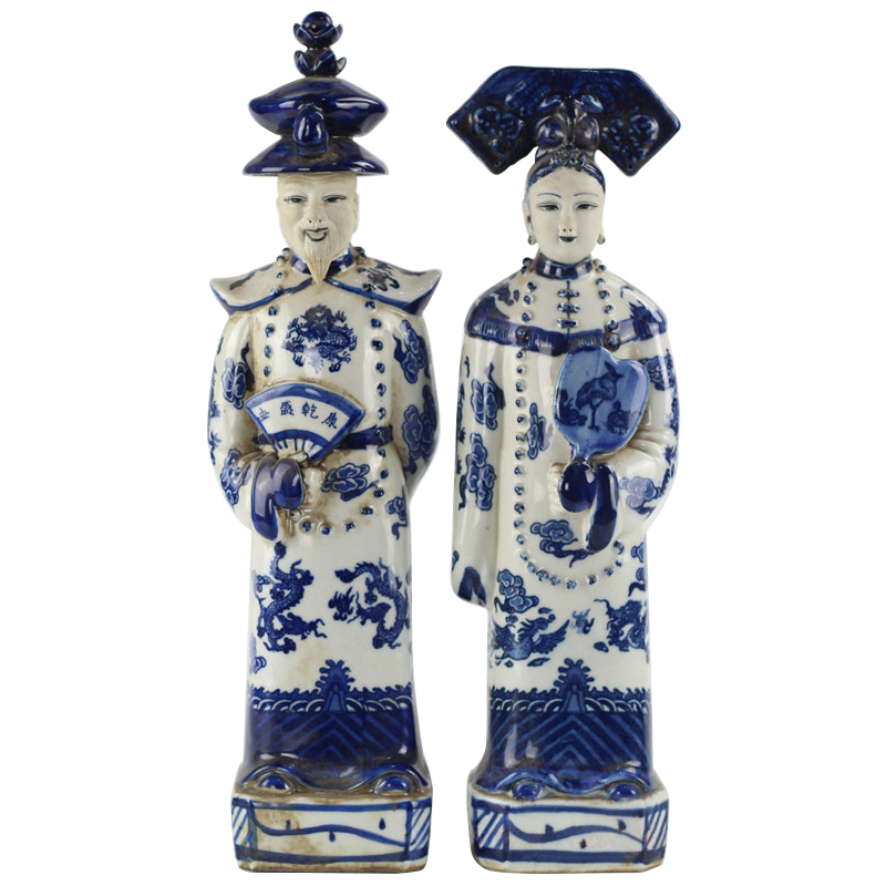Комплект из двух статуэток Emperor and Empress set 2 Синий Белый Комплект из двух статуэток Emperor and Empress set 2 Синий Белый в Воронеже | Loft Concept