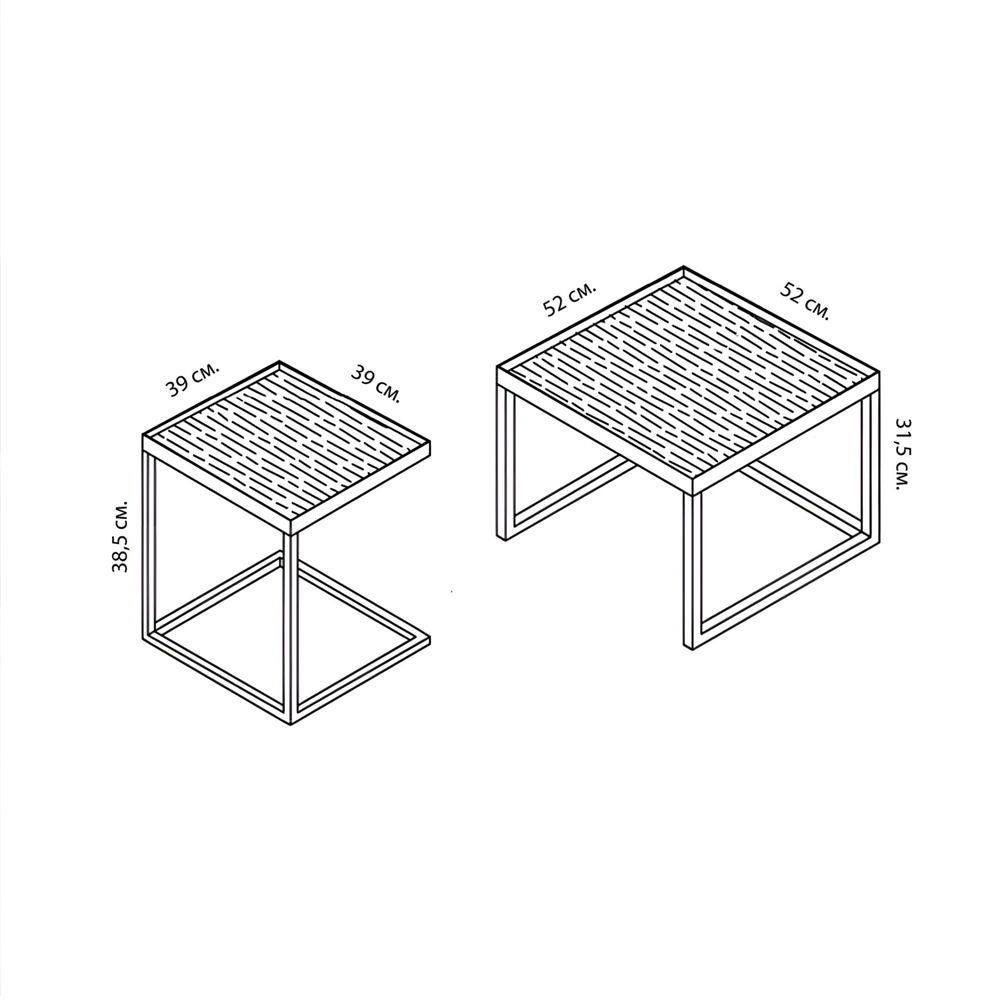 Комплект столиков с квадратными столешницами черные Black Table Combination в Воронеже