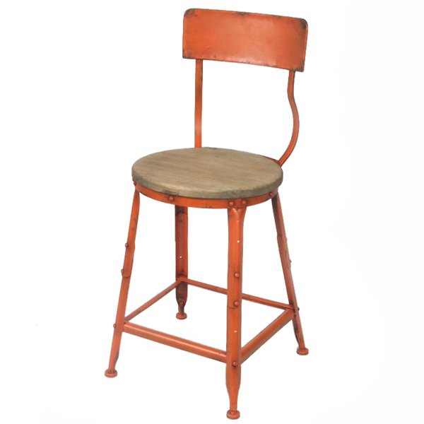 Барный стул Industrial Barstool Vintage Orange Оранжевый Коричневый в Воронеже | Loft Concept 