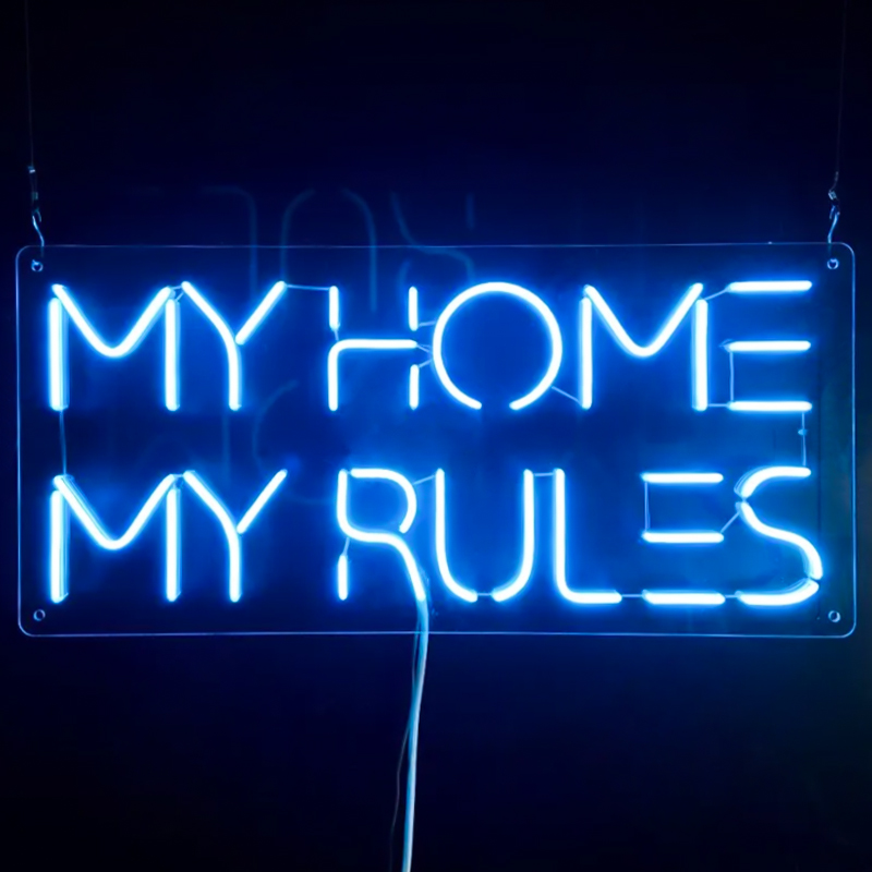 Неоновая настенная лампа My Home My Rules Neon Wall Lamp Синий Прозрачный в Воронеже | Loft Concept 