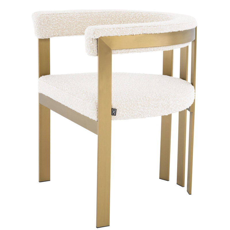 Стул Eichholtz Dining Chair Clubhouse boucle cream Кремовый Латунь в Воронеже | Loft Concept 