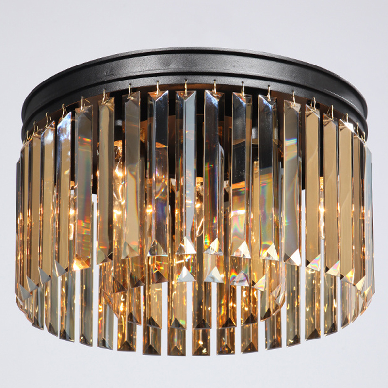 Потолочный светильник ODEON Amber GLASS Prism Round 2-TIER 40 см Черный в Воронеже | Loft Concept 