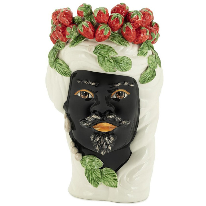 Ваза Vase Strawberries Head Man White Мульти Белый Красный Зеленый Черный в Воронеже | Loft Concept 