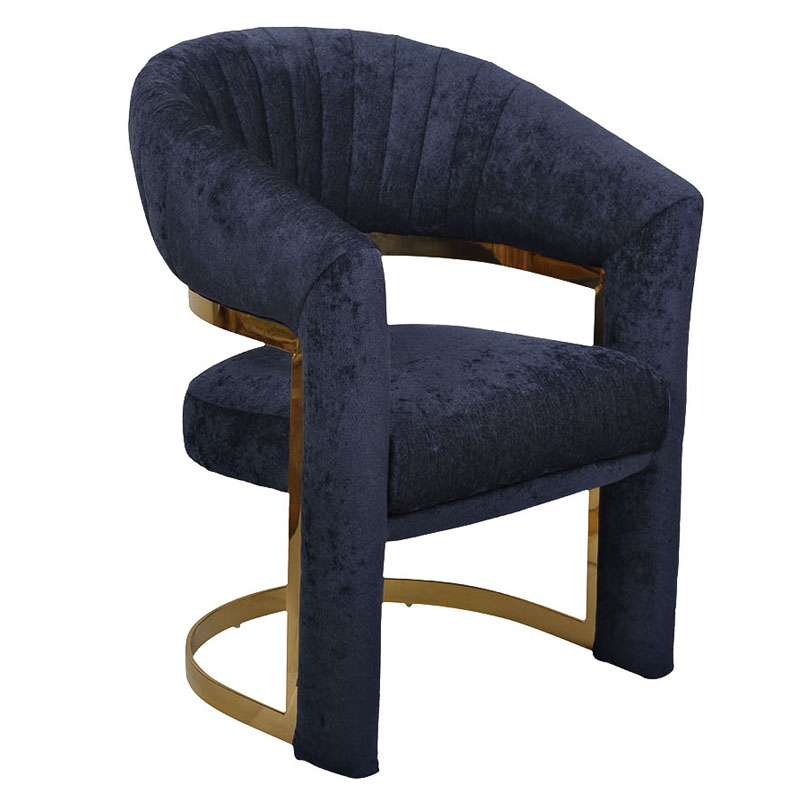 Полукресло Valbonne Chair blue velour Синий Глянцевое золото Полукресло Valbonne Chair blue velour Синий Глянцевое золото в Воронеже | Loft Concept