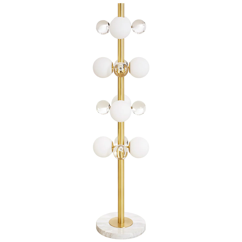 Торшер GLOBO FLOOR LAMP-BRASS Jonathan Adler Золотой Прозрачное Стекло Белый в Воронеже | Loft Concept 