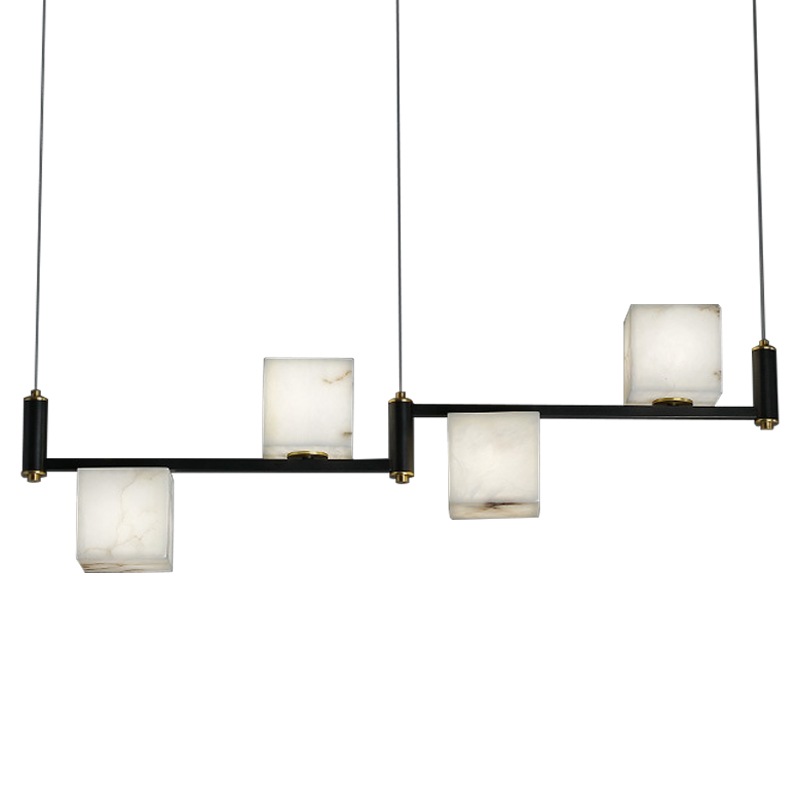 Люстра Marble Cubes Modern Light Chandelier 4 плафона Черный Белый Мрамор Bianco Латунь в Воронеже | Loft Concept 