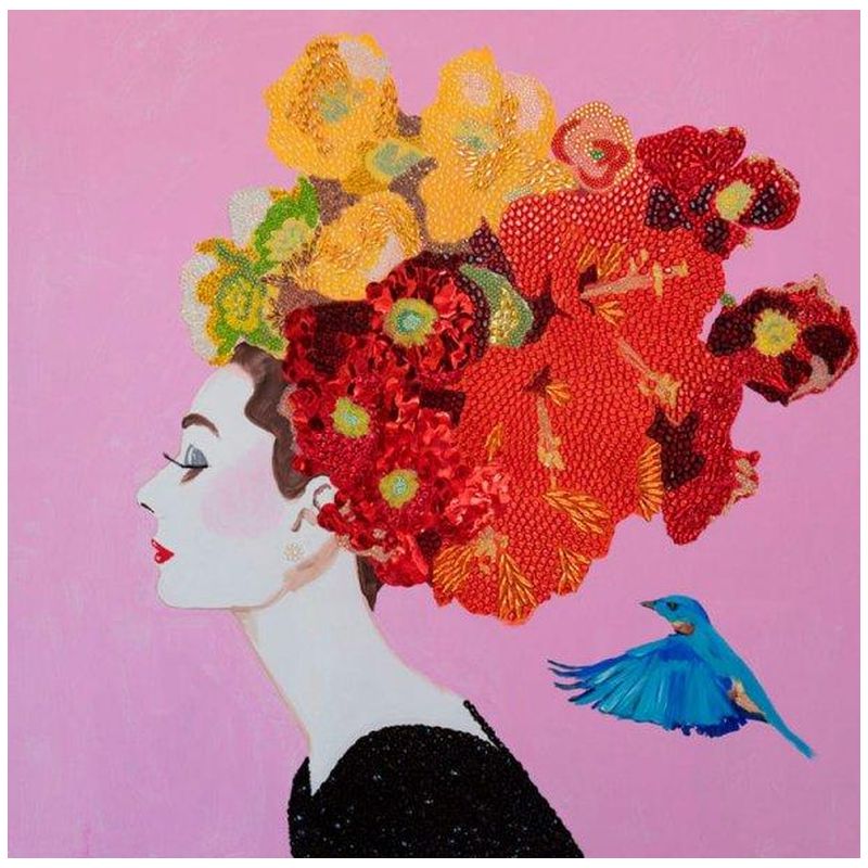 Картина Audrey with Flower Bouquet Headdress, Blue Bird, and Pink Background Мульти Картина Audrey with Flower Bouquet Headdress, Blue Bird, and Pink Background Мульти в Воронеже | Loft Concept