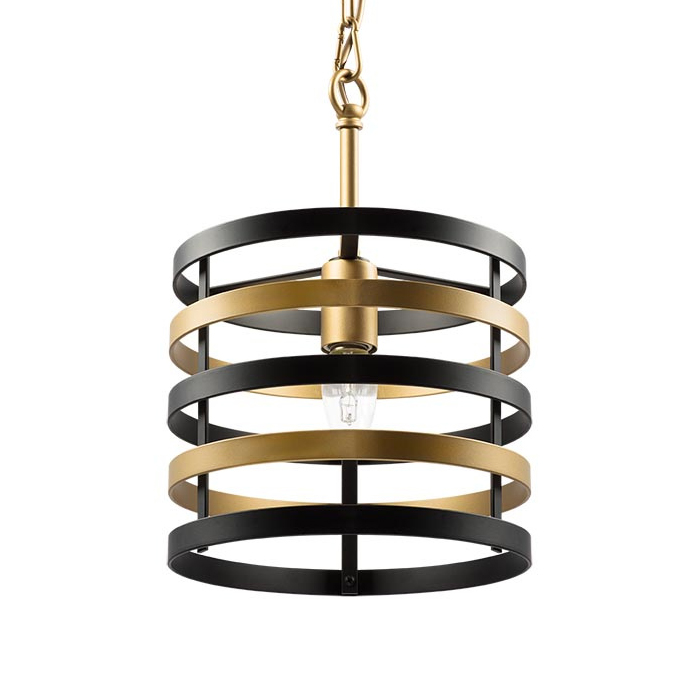 Подвесной светильник Gold Stripes Chandelier Черный Золотой в Воронеже | Loft Concept 