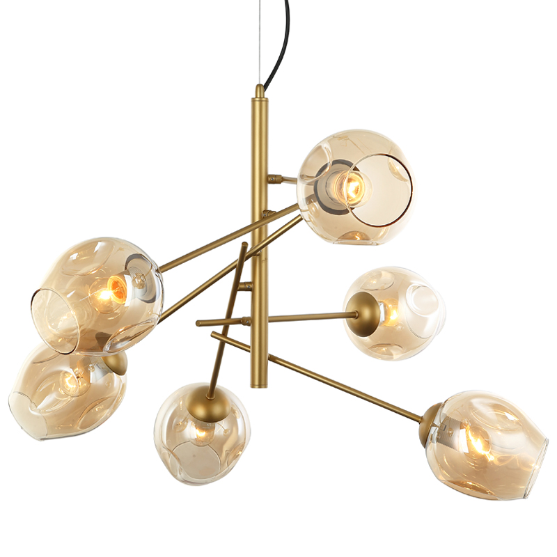 Люстра Branching Bubble Chandelier Vertical Gold Золотой Янтарь (Amber) в Воронеже | Loft Concept 