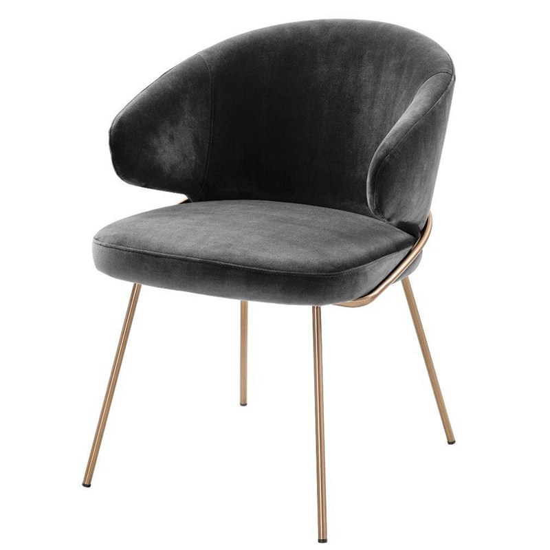 Стул Eichholtz Dining Chair Kinley dark grey Серый Латунь в Воронеже | Loft Concept 