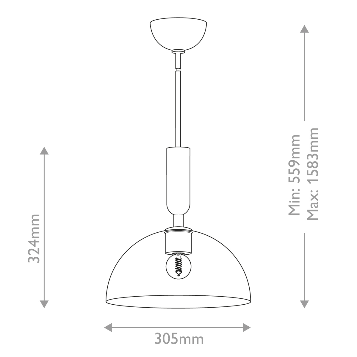 Подвесной светильник с прозрачным полусферическим стеклянным плафоном Alora Mood  в Воронеже