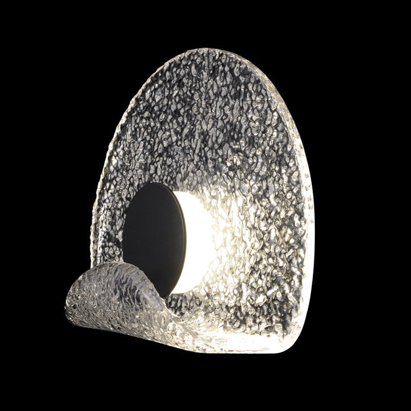 Бра из текстурированного прозрачного стекла с изогнутым краем Textured Glass  Черный Прозрачное Стекло в Воронеже | Loft Concept 