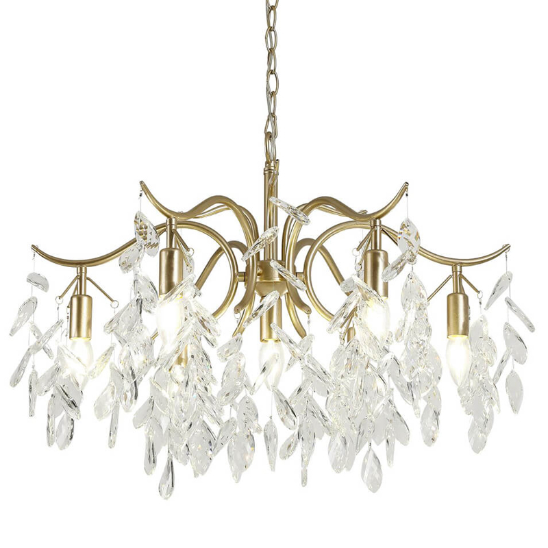 Люстра Hanging Crystal Leaves Chandelier 71 матовое золото Прозрачный (Transparent) в Воронеже | Loft Concept 