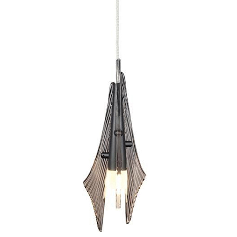 Подвесной светильник с черной металлической основой и рельефным плафоном Glass Pod Черный Белый Дымчатый (Smoke) Прозрачное Стекло в Воронеже | Loft Concept 