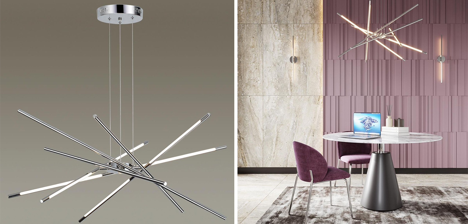 Люстра Trumpet Tube Chrome Chandelier - фото