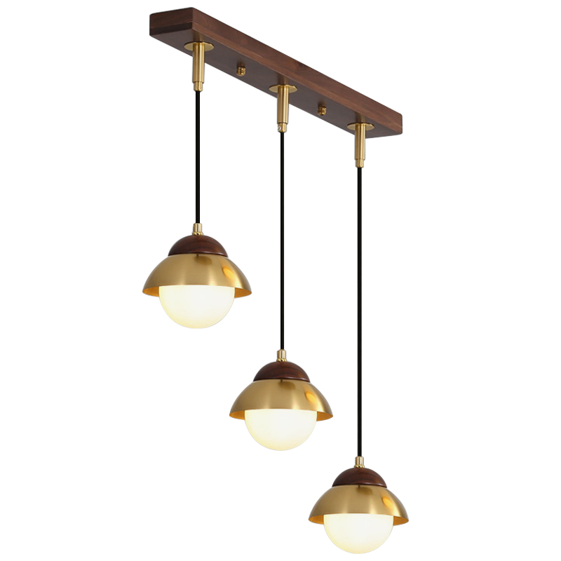 Линейный светильник Roch Linear Pendant Wooden Eco Light Белый Коричневый Латунь в Воронеже | Loft Concept 