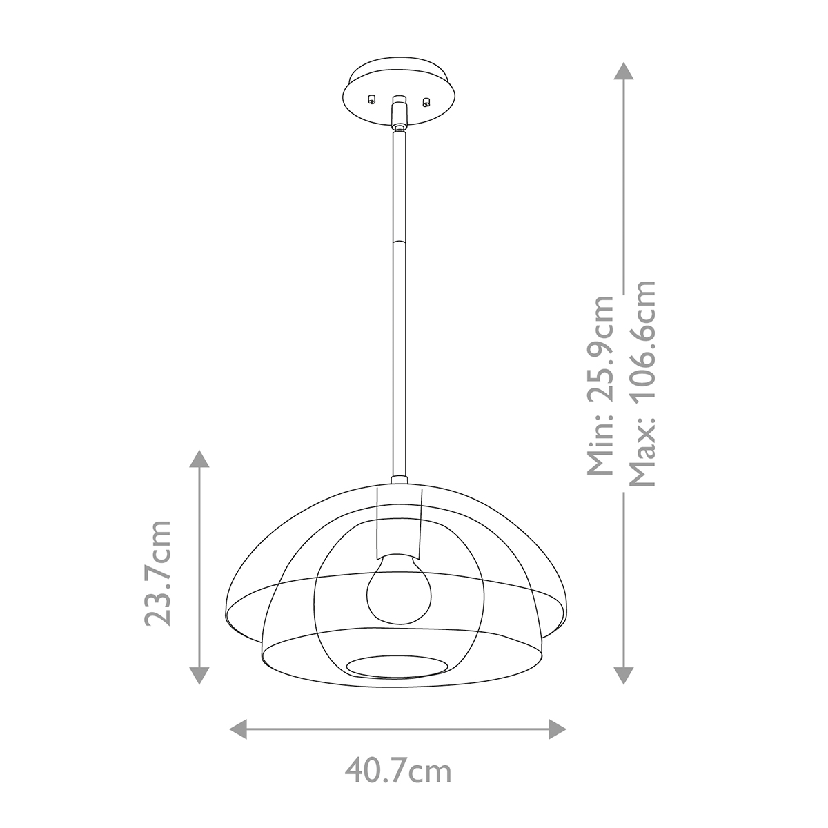 Подвесной светильник с прозрачным двойным стеклянным плафоном в форме купола и внутренней сферой Hinkley в Воронеже