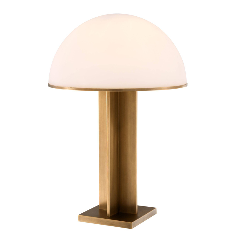 Настольная лампа Eichholtz Table Lamp Berkley Латунь Античная полированная Белое матовое стекло в Воронеже | Loft Concept 