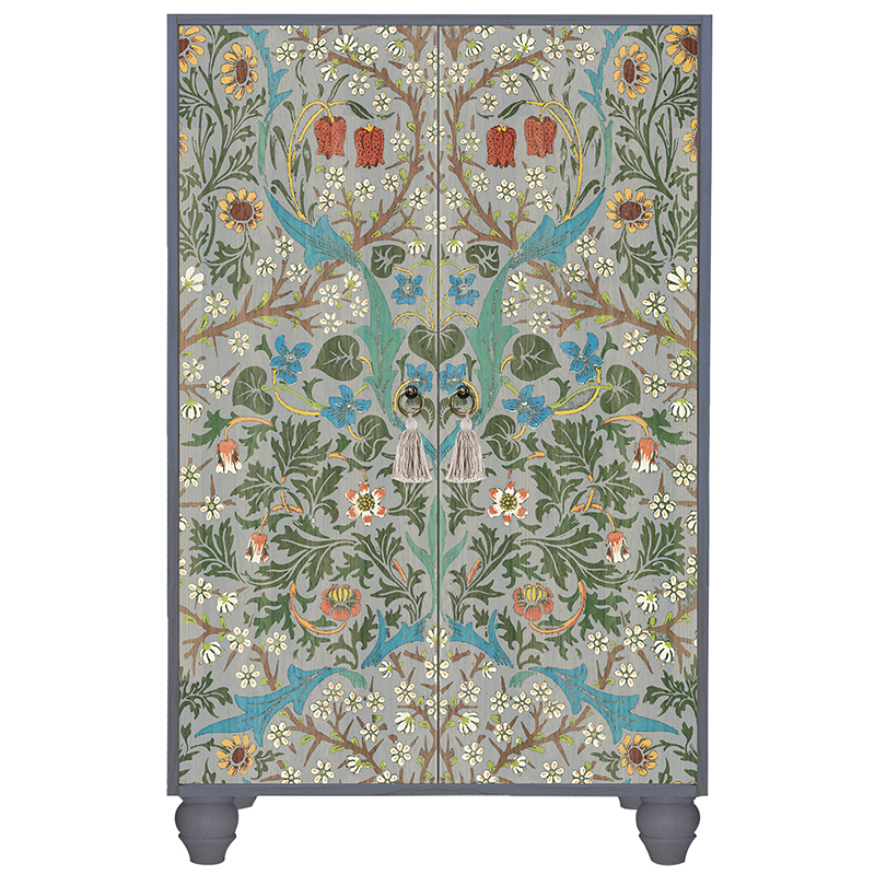 Шкаф с цветочным узором на дверцах Floral Print Cabinet Grey Серый Мульти Шкаф с цветочным узором на дверцах Floral Print Cabinet Grey Серый Мульти в Воронеже | Loft Concept