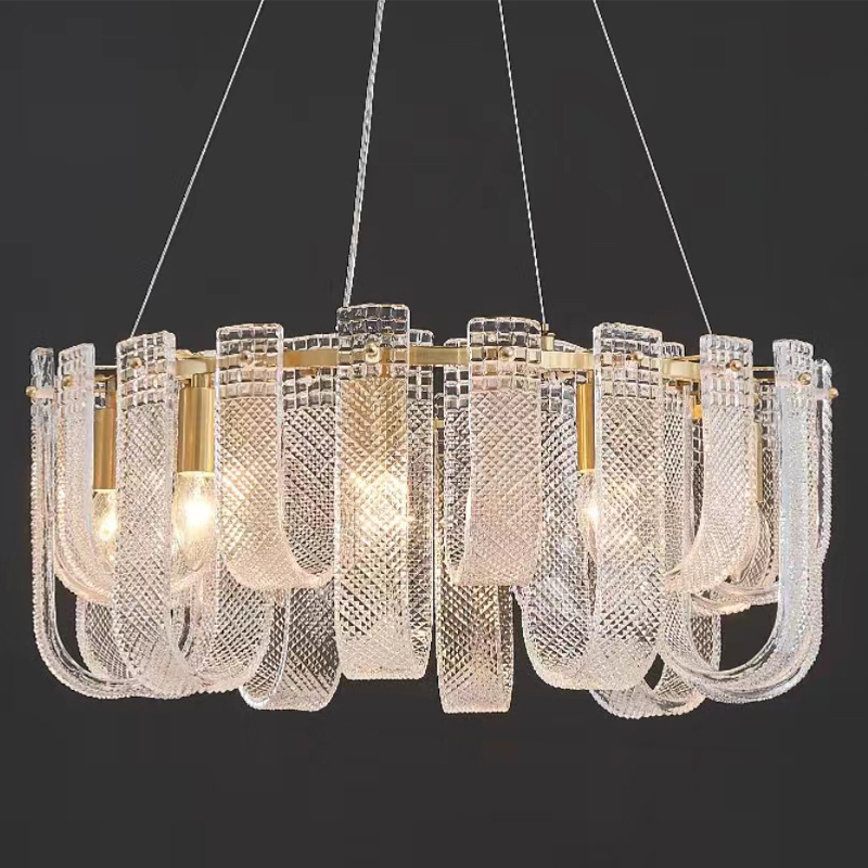 Люстра Prudence Textured Glass Chandelier Золотой Прозрачное Стекло в Воронеже | Loft Concept 