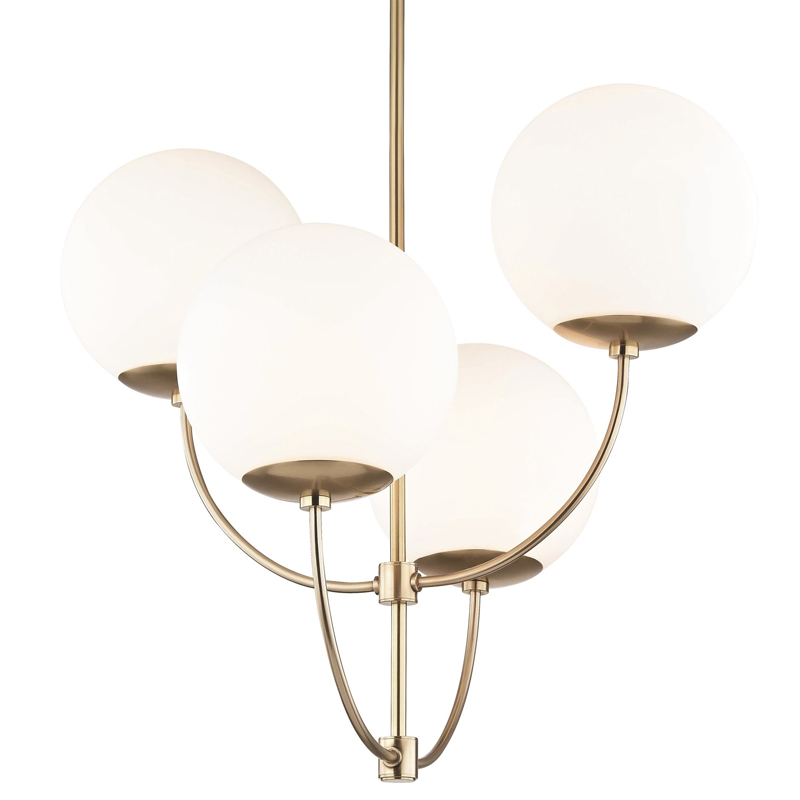 Люстра Breasal White Matte Balls Chandelier Brass Латунь Белое матовое стекло в Воронеже | Loft Concept 