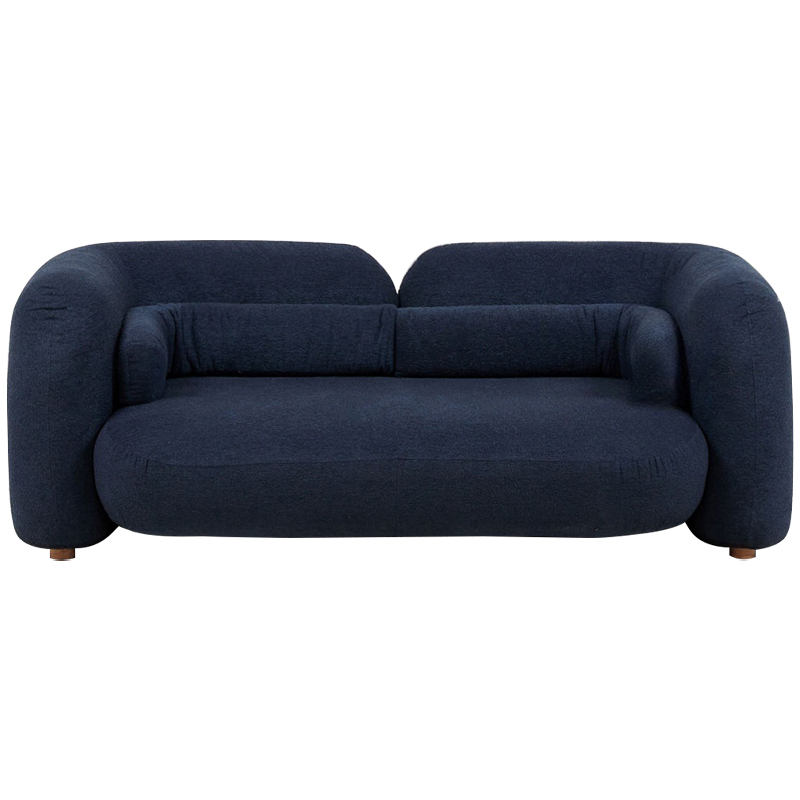 Дизайнерский двухместный диван с мягкими спинкой и подлокотниками синий Madelaine Sofa Blue Темно-синий Коричневый Дизайнерский двухместный диван с мягкими спинкой и подлокотниками синий Madelaine Sofa Blue Темно-синий Коричневый в Воронеже | Loft Concept