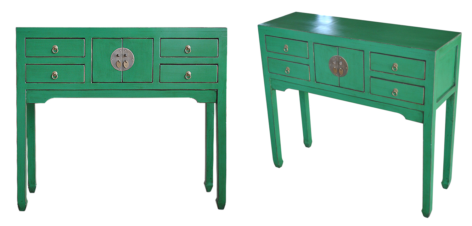 Зеленая Консоль в Китайском Стиле из сосны Green Console Chinese - фото
