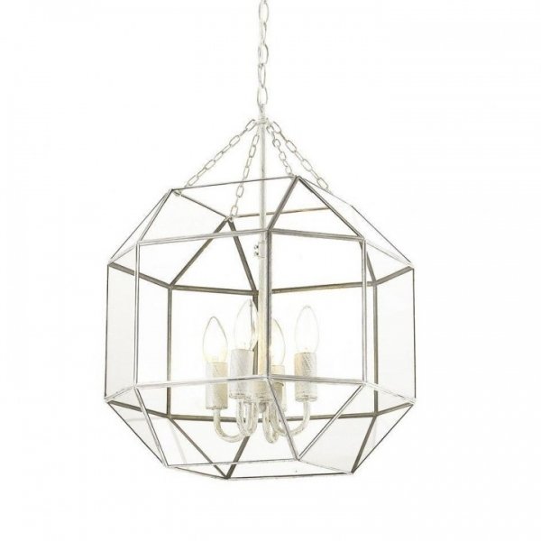 Подвесной светильник Glass & Metal Cage Pendant White 4 Белый в Воронеже | Loft Concept 