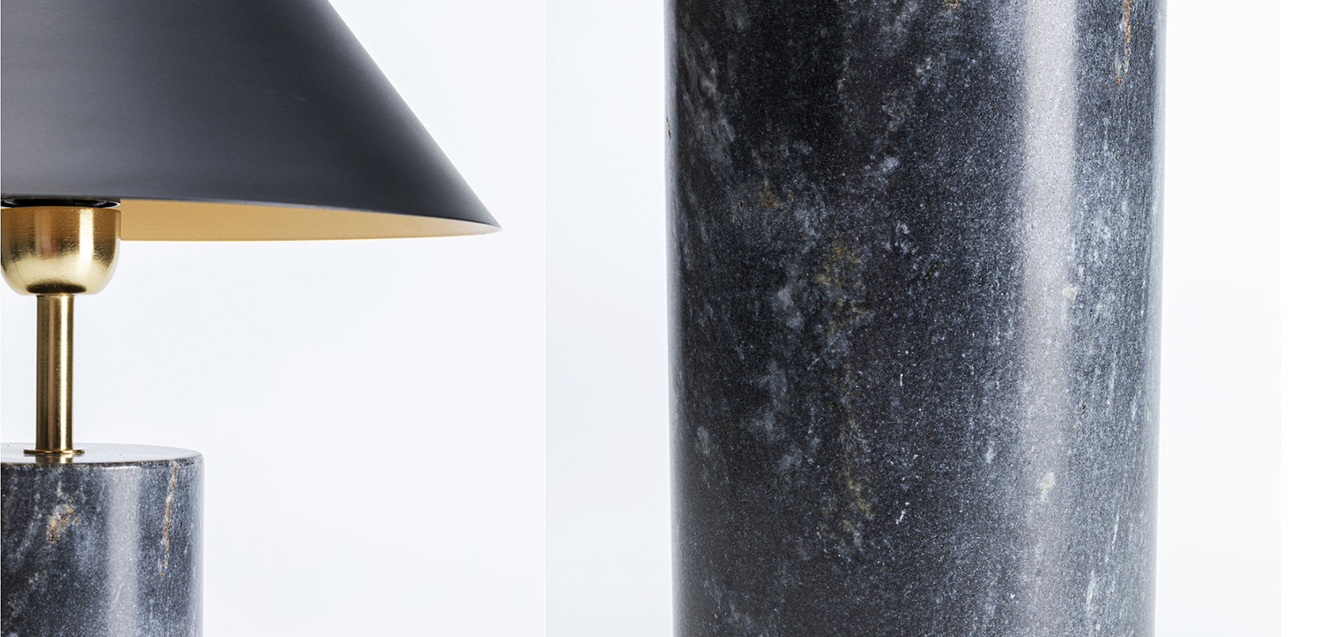 Настольная лампа из темно-синего мрамора - фото