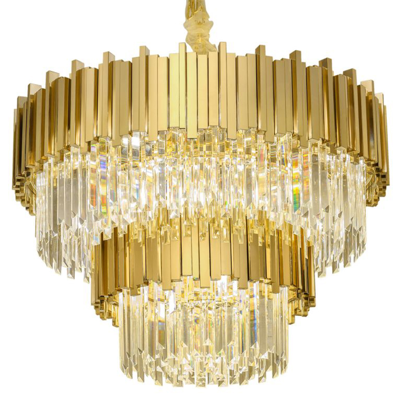 Круглая многоярусная люстра Luxxu Modern Cascade Chandelier Gold Metal Glass 80 Прозрачное Стекло Золотой в Воронеже | Loft Concept 