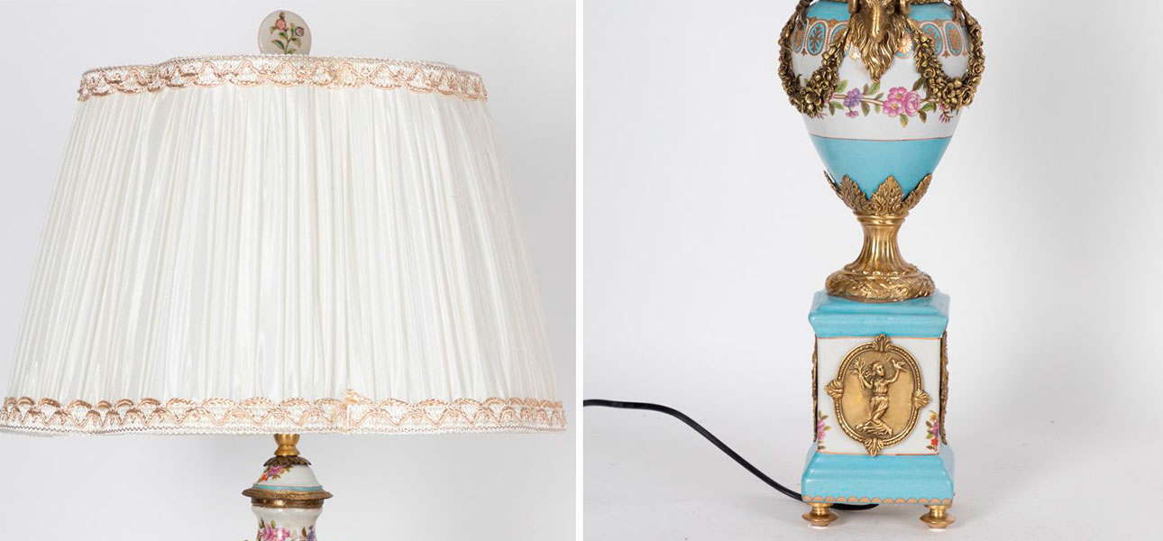 Настольная лампа фарфоровая с бронзовыми элементами Jocelyn - фото